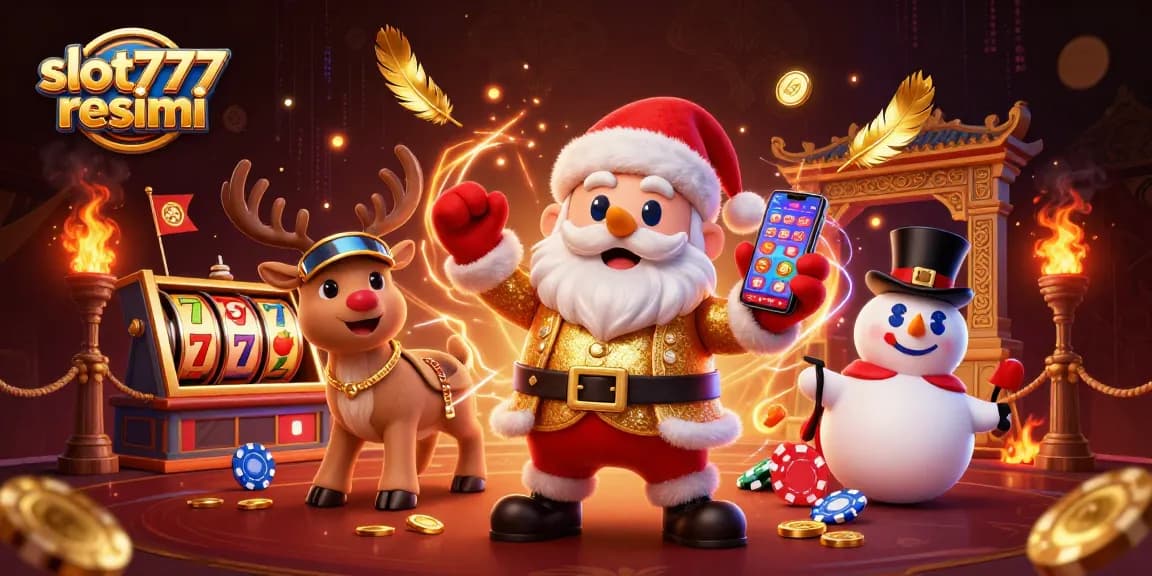 Experience thrilling gameplay at slot777 resmi with Santa and friends celebrating big wins.