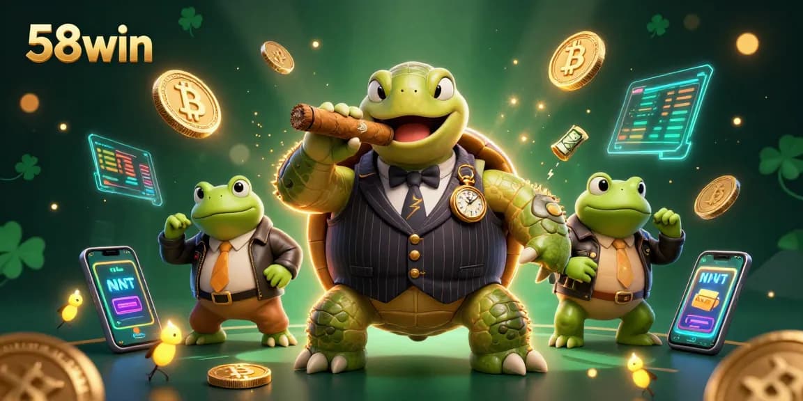 Engage with the dynamic 58win gaming scene featuring colorful characters and crypto elements.