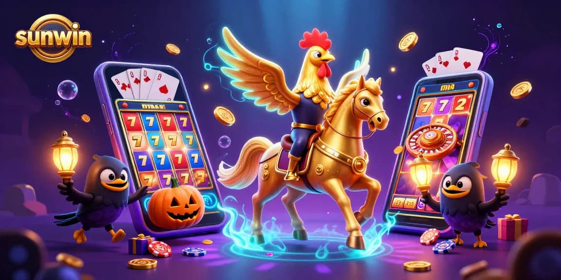 Join the illuminated fun at sunwin with a golden rooster and glowing casino adventures.