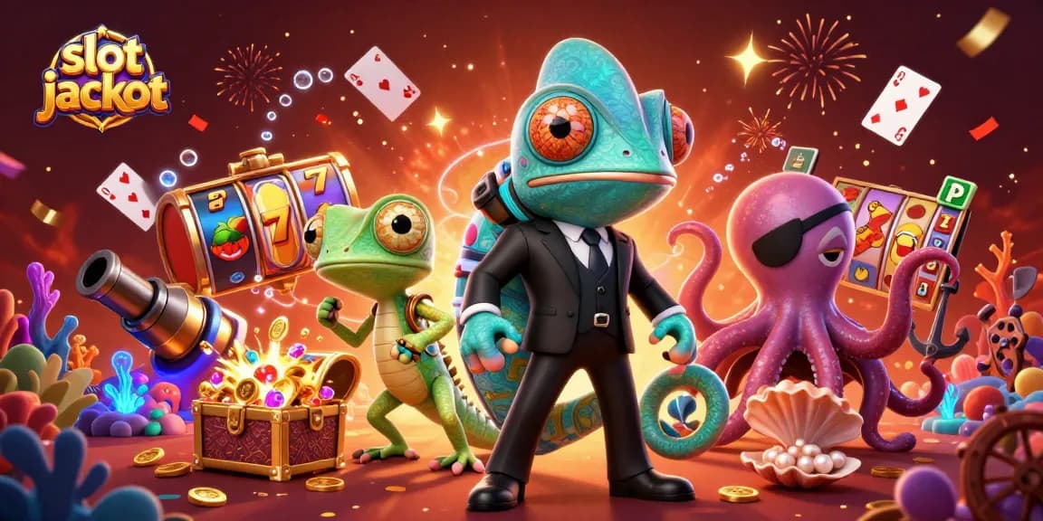 Menangkan slot jackpot dengan keberuntungan dari karakter chameleon, gecko, dan gurita di dunia kasino.