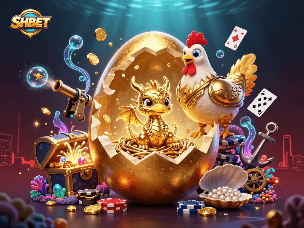 Experience winning strategies at SHBET with a golden dragon amidst vibrant casino elements
