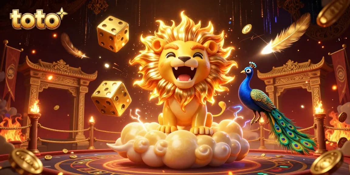 Experience thrilling toto gameplay with a vibrant sun lion and golden casino elements!