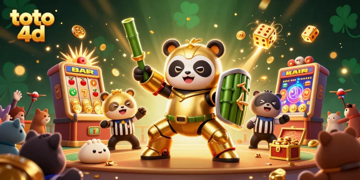 Engage with the exciting world of toto 4d as golden panda battles in a thrilling casino scene.