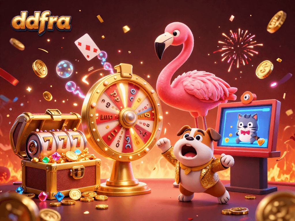 Engage with ddfra's vibrant casino experience featuring animated characters and exciting gaming elements.