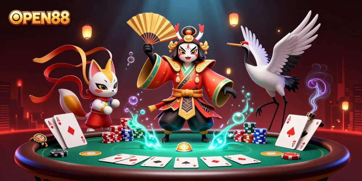 Experience thrilling poker action at OPEN88 with dynamic 3D casino characters and vibrant gameplay elements.