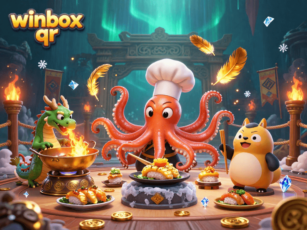 Experience vibrant action with winbox qr in a packed casino scene featuring mythical characters