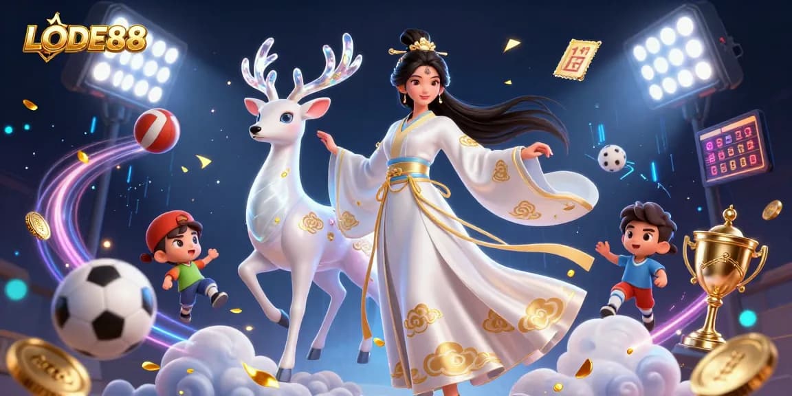 Enhance your betting experience with LODE88's vibrant 3D casino art featuring dynamic sports elements.
