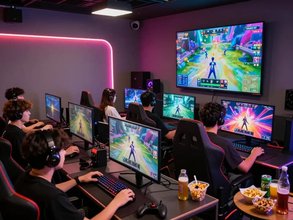 Hitclub dynamic online gaming scene with players, immersive gameplay, and modern gaming environment.