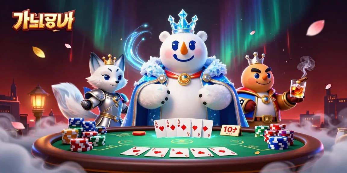 Join the excitement of แทงบอล with a royal bear and fox in a vibrant poker scene, full of energy and detail.
