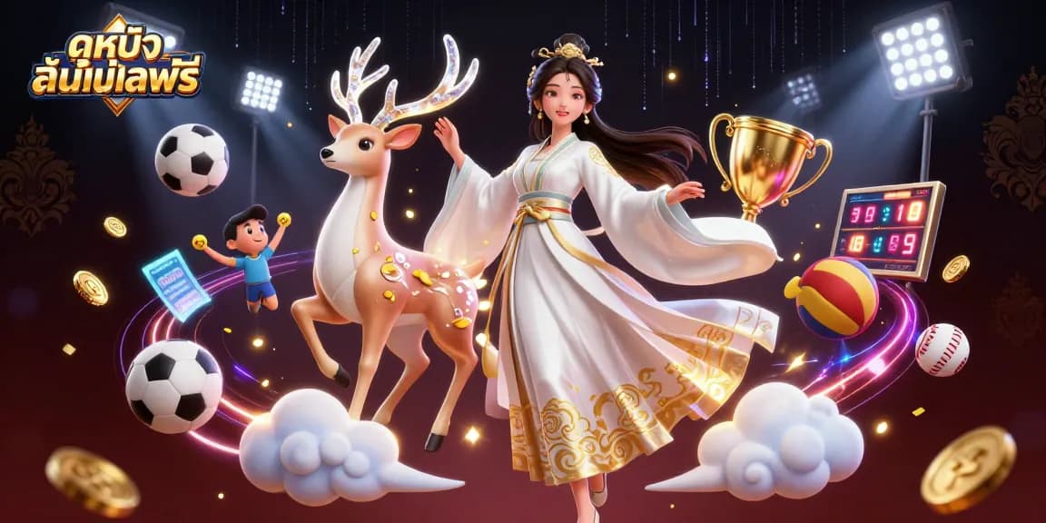Engage with ดูหนังออนไลน์ฟรี featuring dynamic sports-themed elements and vibrant character interactions.