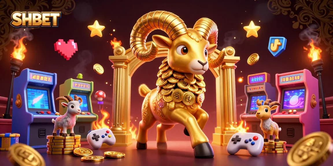 Experience the thrilling world of SHBET with a golden ram charging through a vibrant casino.