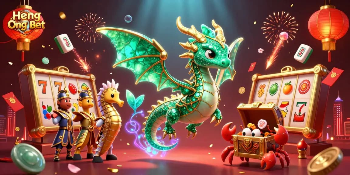Engage with slot gaming action at Heng Ong Bet, featuring vibrant animations and detailed elements.