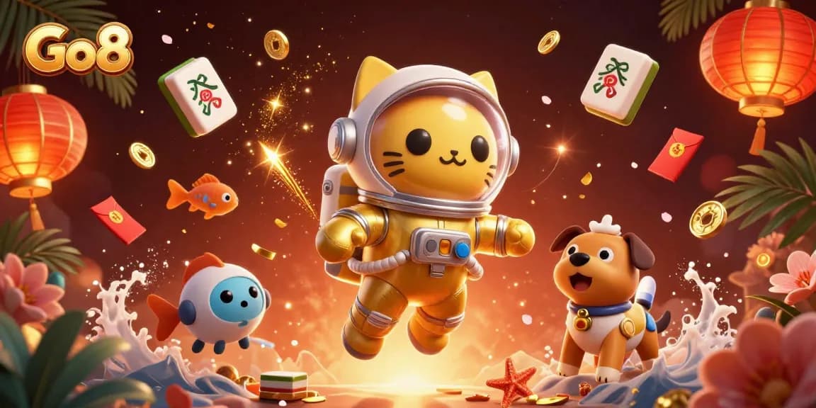 Experience gaming excitement with Go8 in a vibrant, dynamic casino scene featuring luck and adventure.