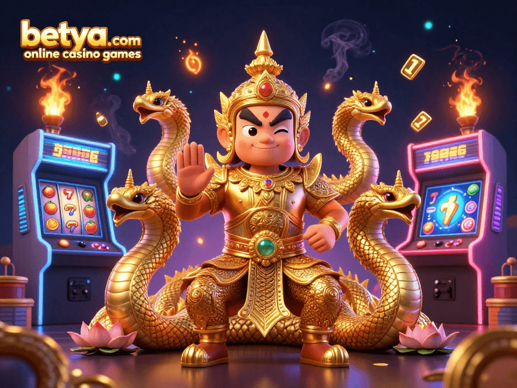 Experience the excitement of betya.com online casino games with vibrant 3D casino elements and characters.