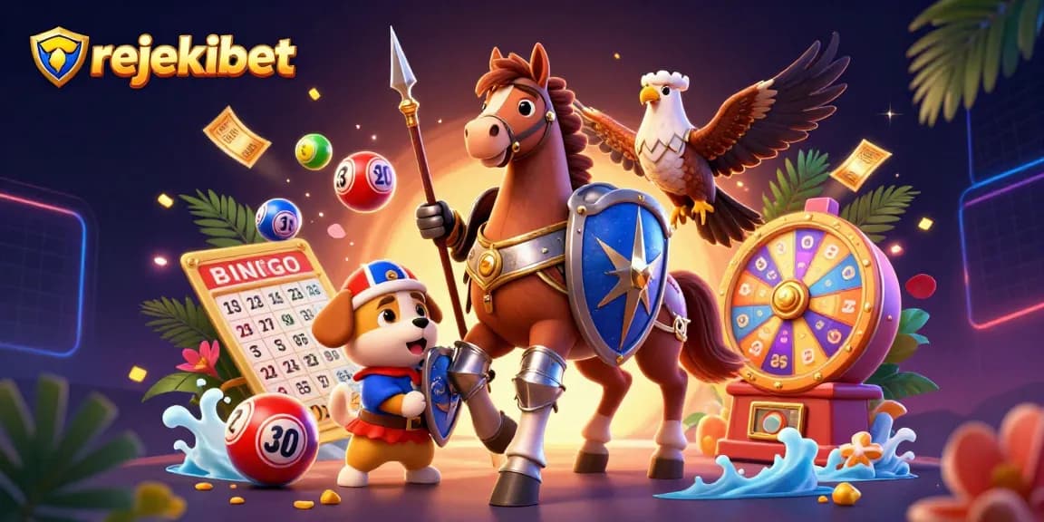 Experience the exciting world of rejekibet with vibrant slots and lively gaming elements in a dynamic 3D scene.