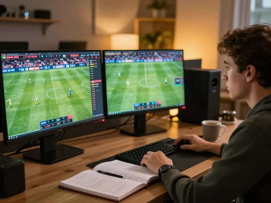Engaging scene of online sports betting with live odds on screens, emphasizing nowgoal for real-time updates.