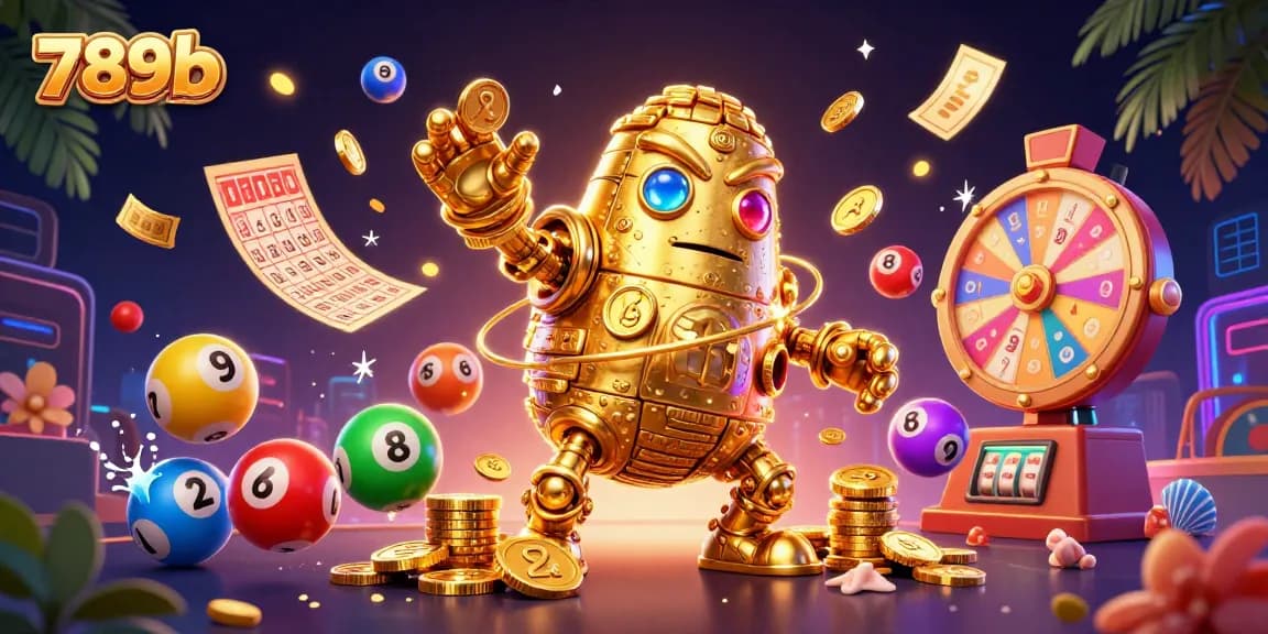 Experience slot gaming excitement with 789b’s golden golem and vibrant lottery elements.