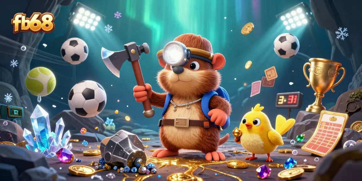 Experience the thrill of fb68 with action-packed betting elements and festive characters in vibrant casino environment.