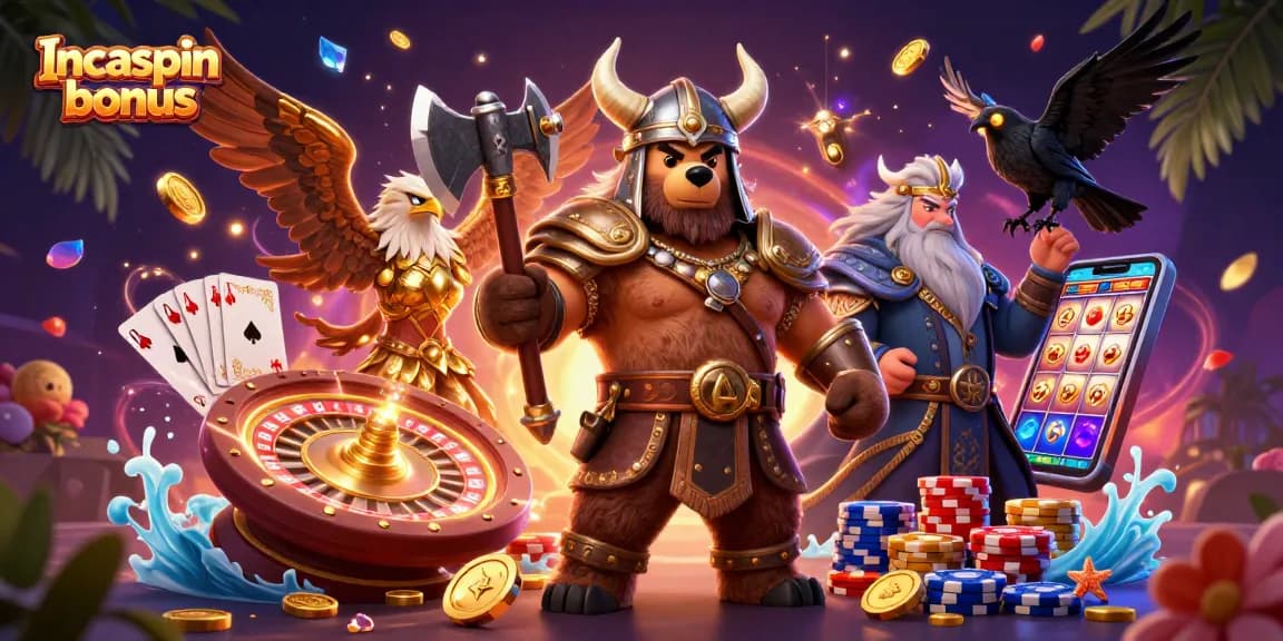 Engage with the exciting Incaspin bonus featuring vibrant casino characters and dynamic rewards.