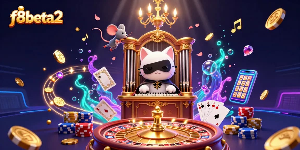 Experience thrilling moments with f8beta2 as the phantom cat plays at the casino organ while gems explode around!