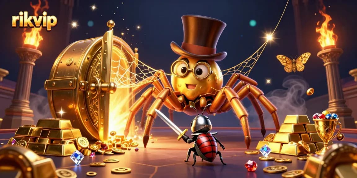 Experience the thrill of rikvip with golden treasures and daring adventures in this vibrant illustration.