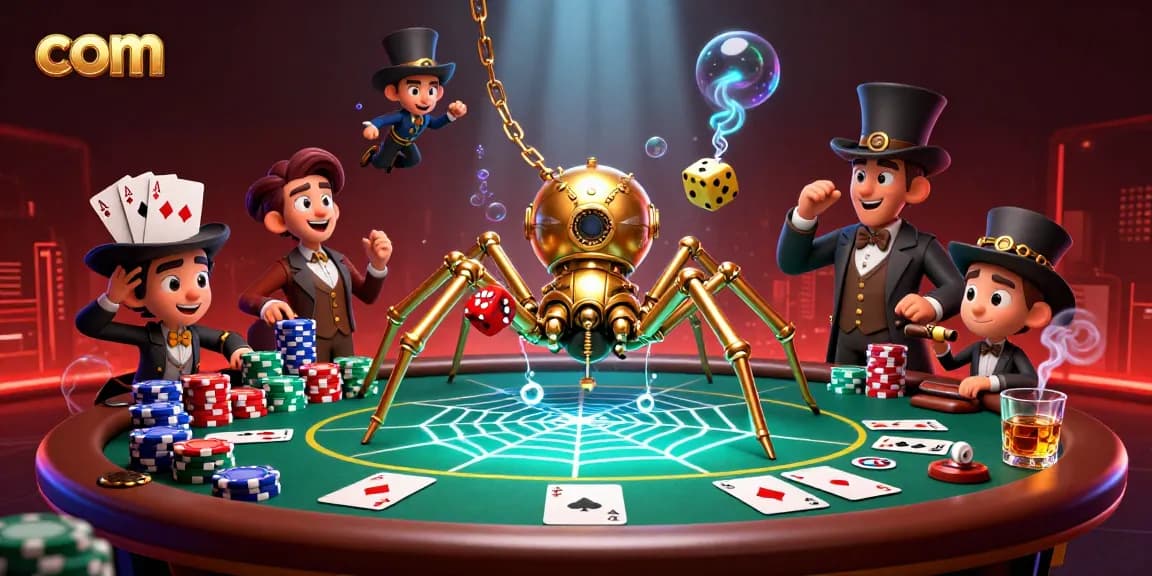 Engage in thrill and excitement at com with an ultra-detailed 3D cartoon casino scene.