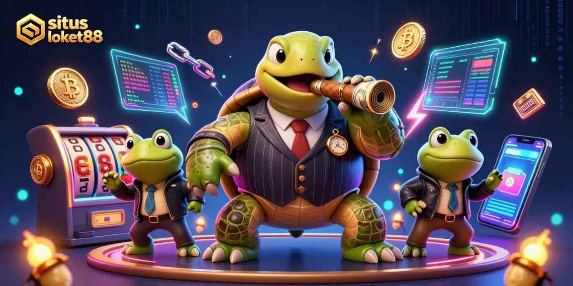 Engage with situs loket88 for epic casino adventures amidst vibrant cartoon characters.