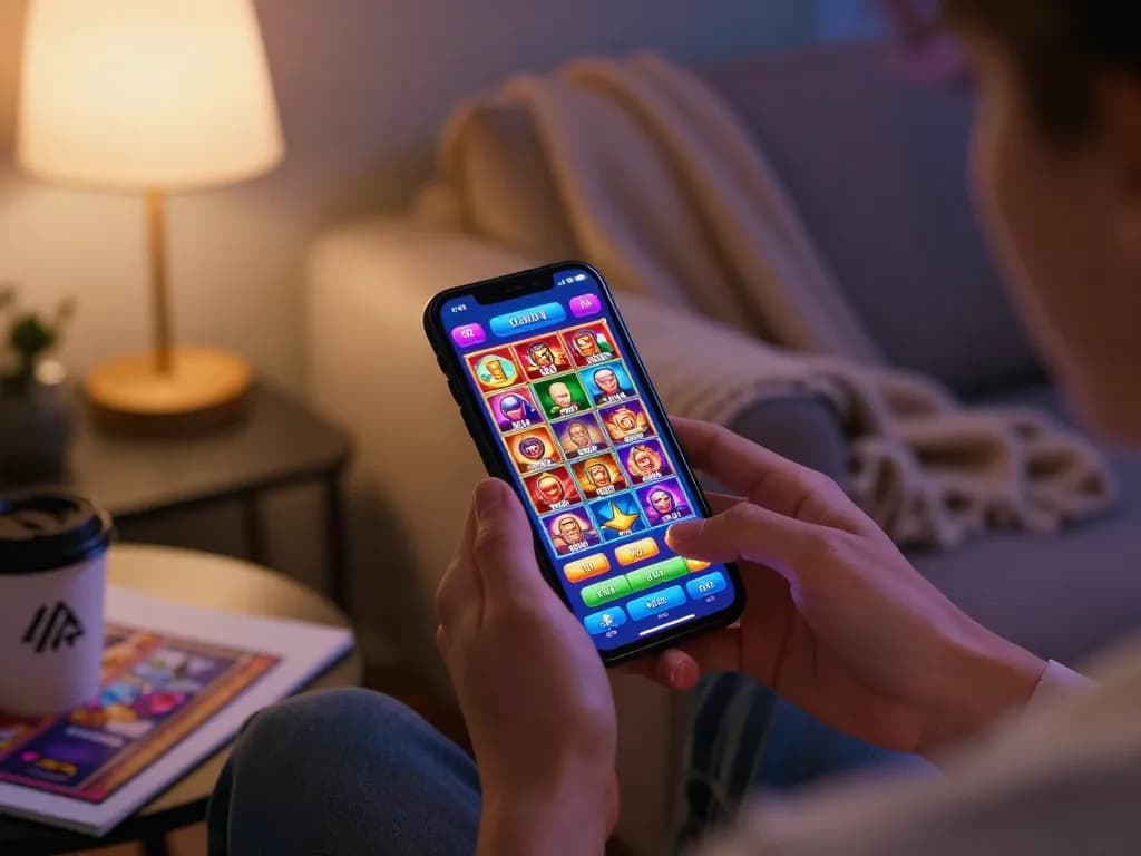 Engaging mobile gaming experience at situs slot gacor with vibrant slot game options displayed on smartphone.