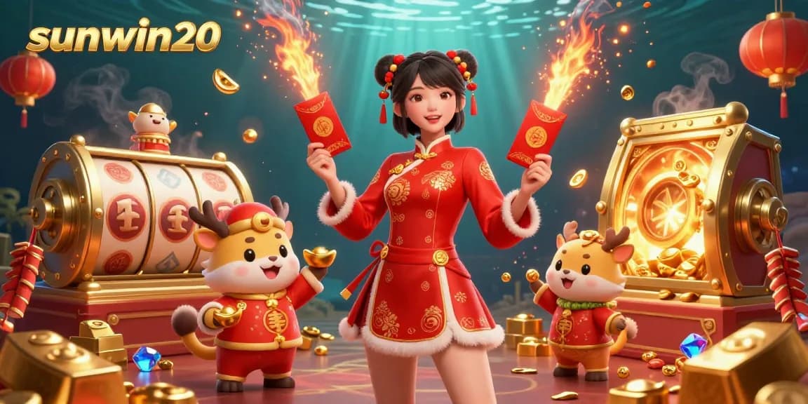 Experience thrilling gameplay at sunwin20 with vibrant scenes of winning jackpots and festive celebrations.