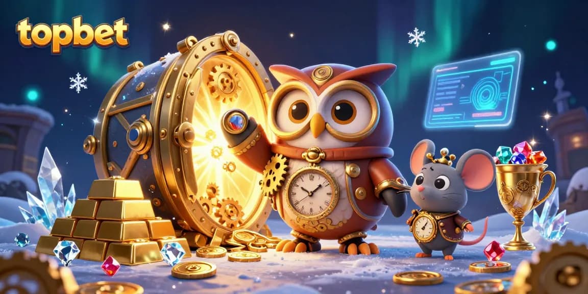 Experience topbet's thrilling world with an owl and mouse in a vibrant casino scene.