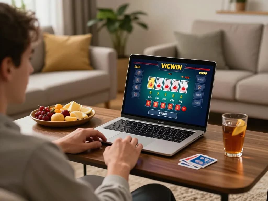 Experience exciting live dealer games on VICWIN while playing blackjack online in a cozy home setting.