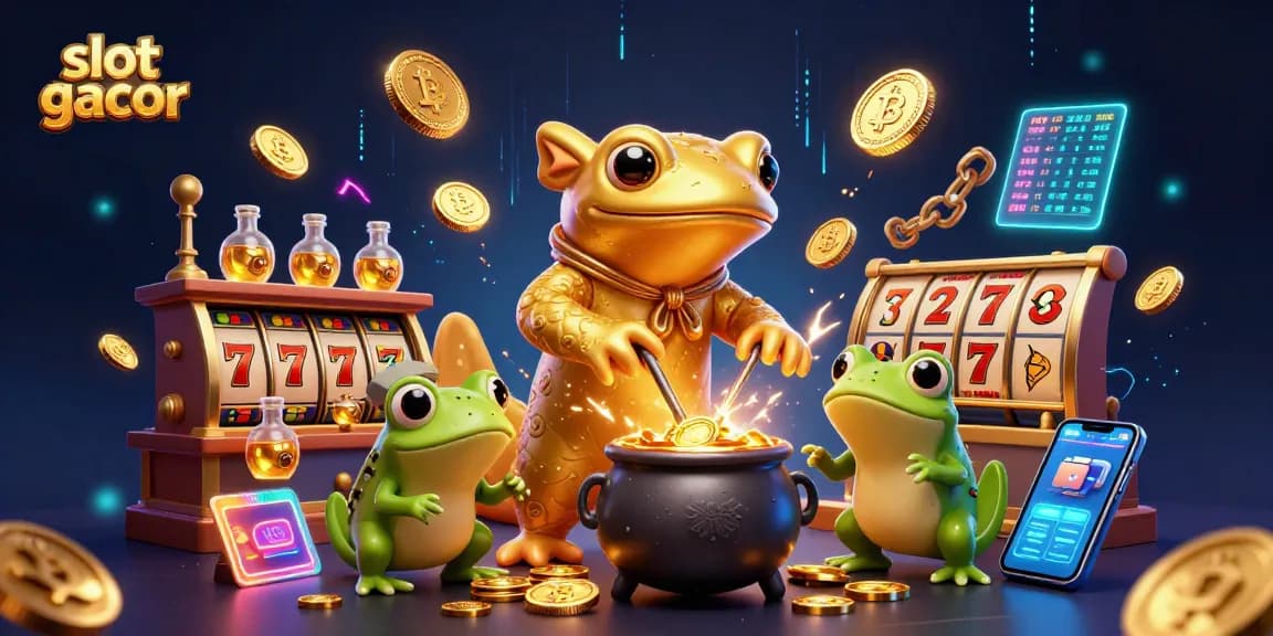 Engage with slot gacor using a vibrant scene of cartoon characters capturing golden jackpots.