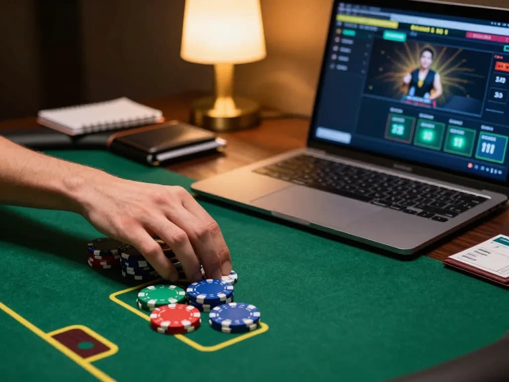 HM88 poker players strategizing their next move with colorful chips during an online game