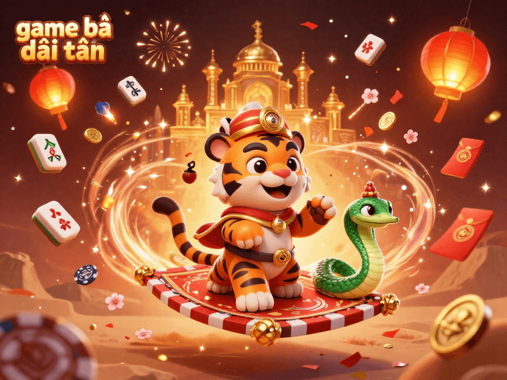 Engage with game bài đổi thưởng in a vibrant 3D casino scene full of fireworks and festive elements.