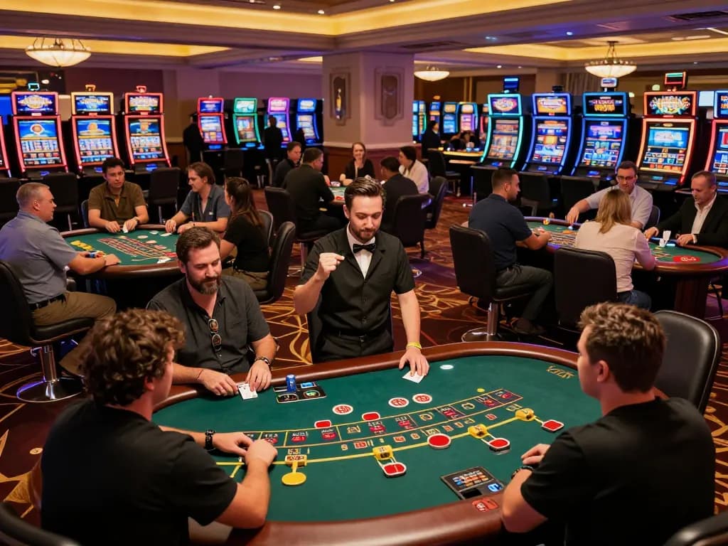 Experience the thrill of casino gameplay at Casinosscope with players engaged in intense blackjack action.