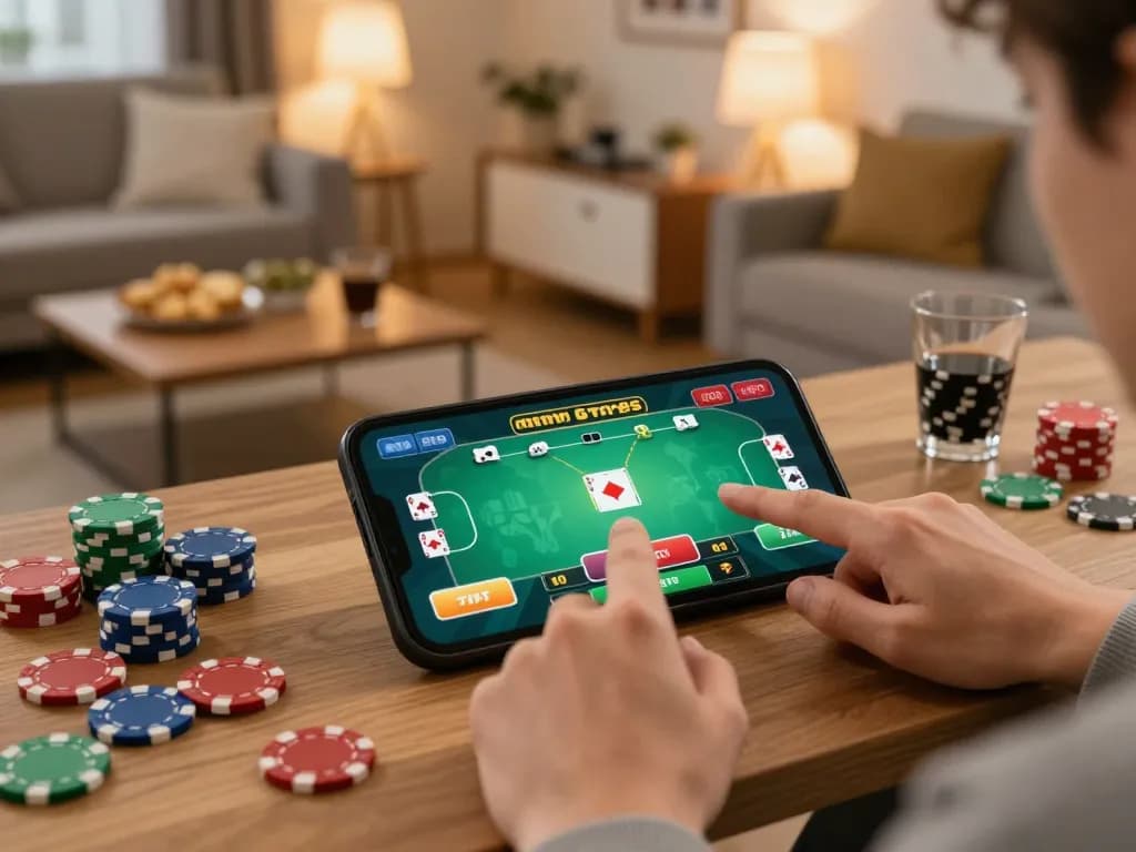 Engaging mobile poker gameplay experience at home with gameradar's tips for strategic betting.