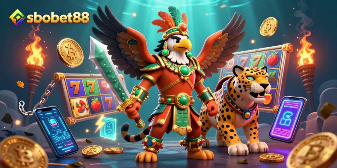 Experience sbobet88 casino excitement with Aztec warriors and vibrant slot reels in amazing detail.