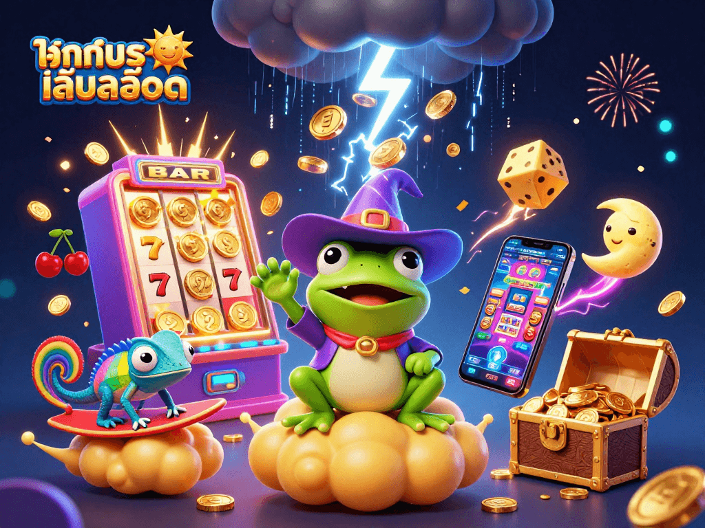 ทดลองเล่นสล็อต and experience the thrill of spinning the reels with vibrant casino elements in action.