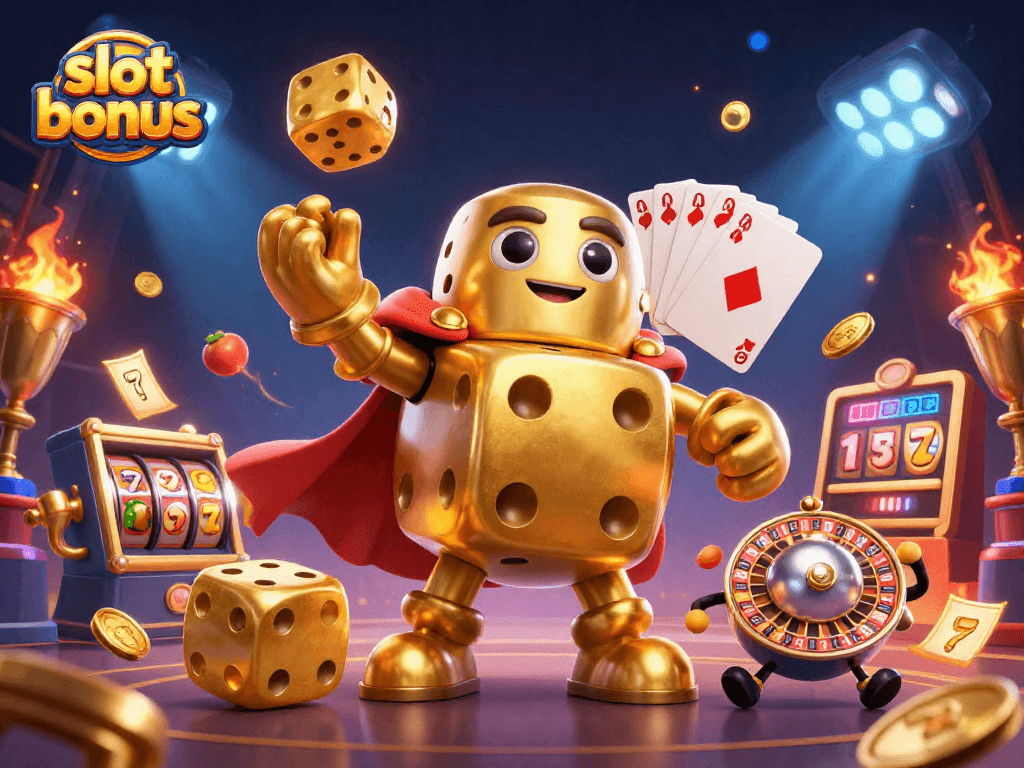 Experience the excitement of slot bonus opportunities with vibrant 3D casino characters and elements in action.