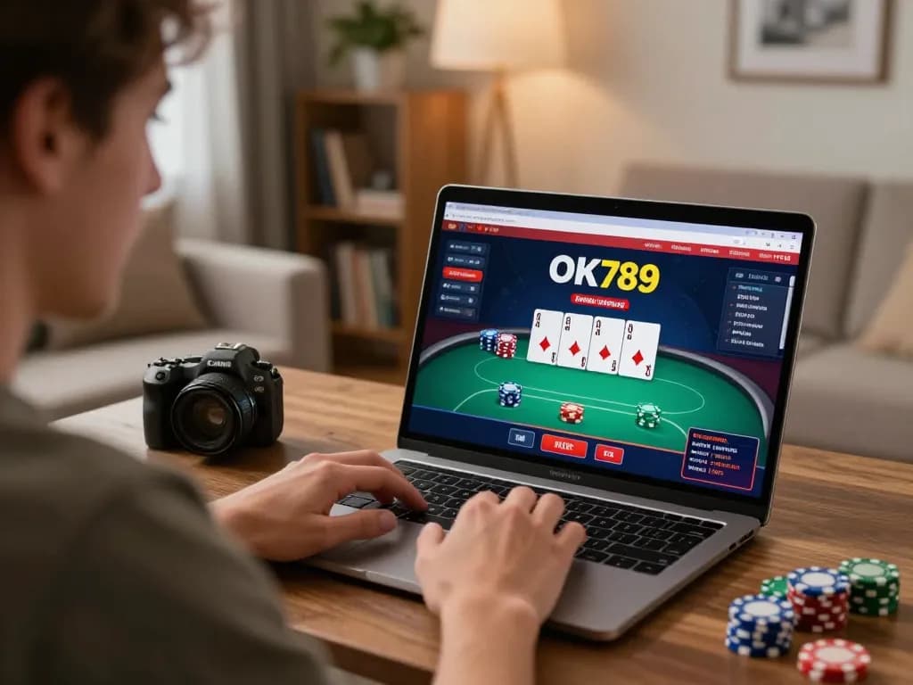 Engaging gaming session on OK789 with player focused on poker interface.
