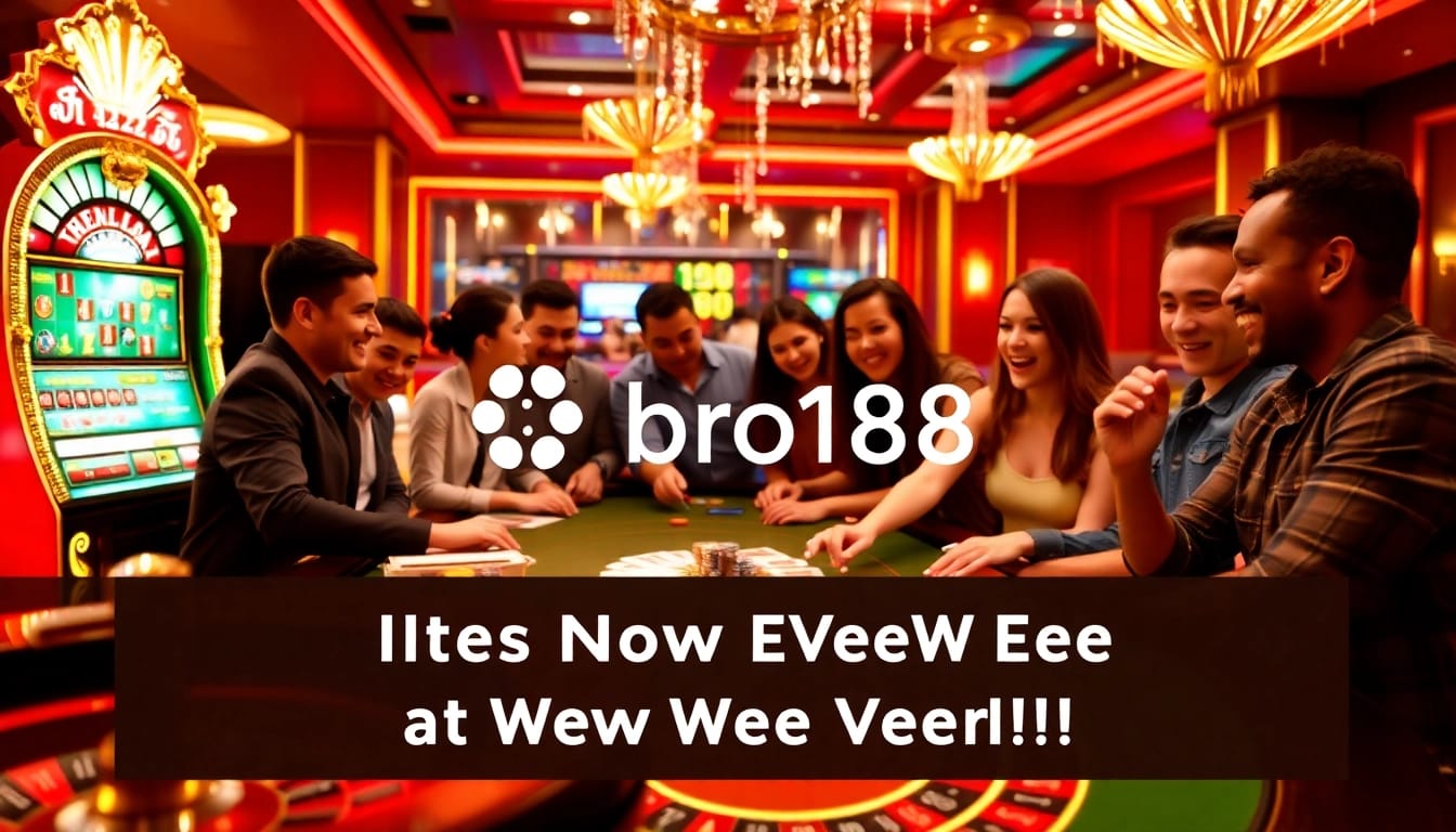 Experience excitement at bro138 with vibrant casino tables and winners celebrating!