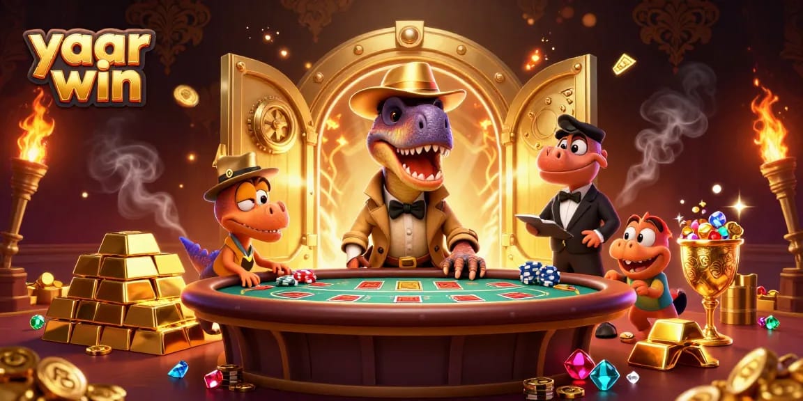 Experience thrill with yaar win at the blackjack table amidst a vibrant casino scene.