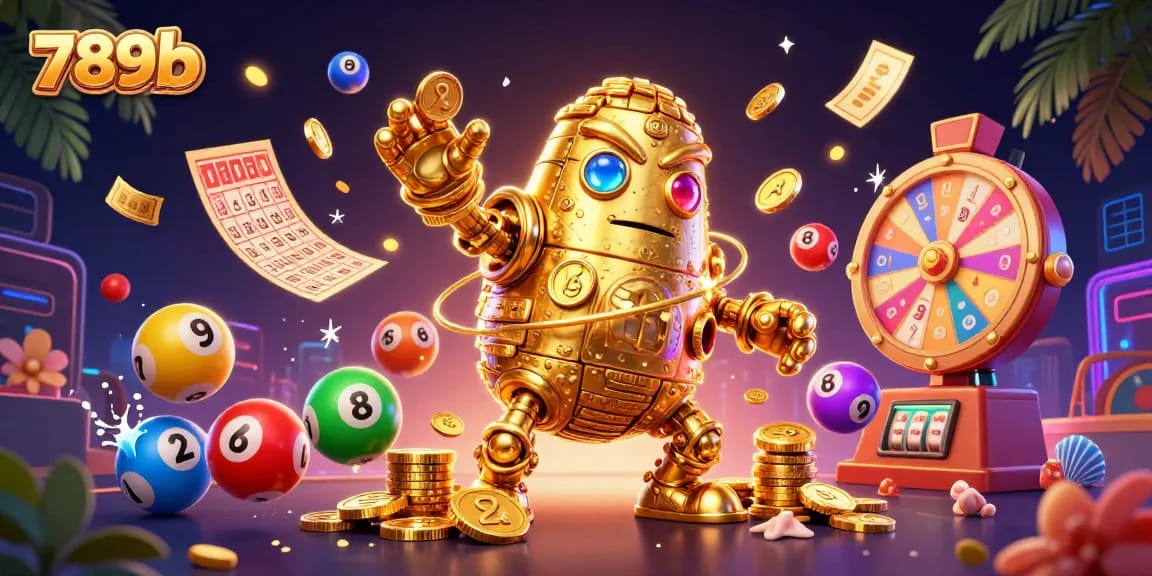 Experience slot gaming excitement with 789b’s golden golem and vibrant lottery elements.
