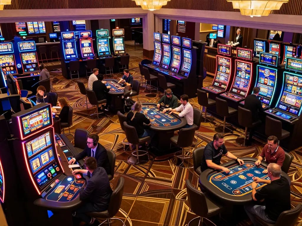 Engaged players at a vibrant casino floor showcasing trusted nhacaiuytin gaming options.