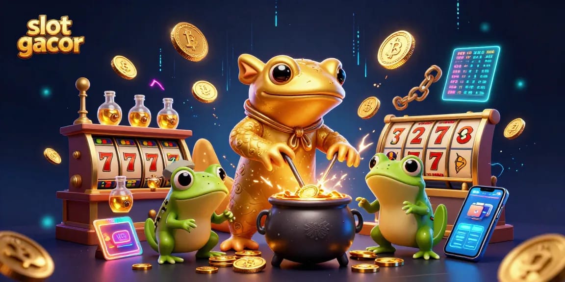 Engage with slot gacor using a vibrant scene of cartoon characters capturing golden jackpots.