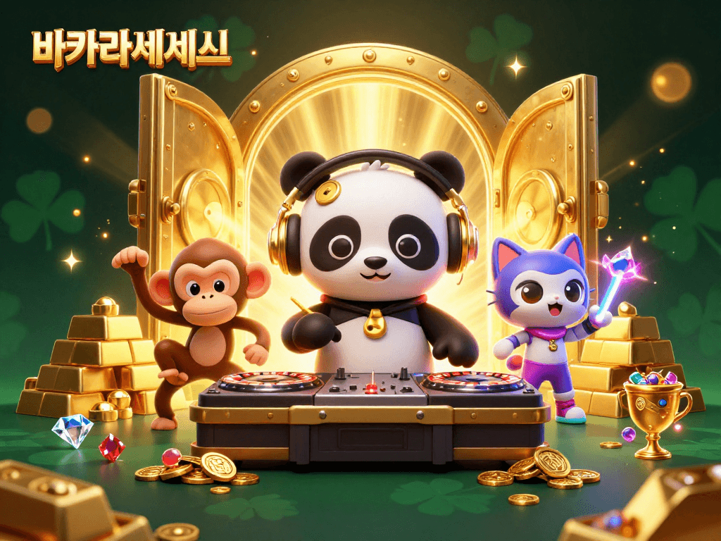 바카라사이트에서 놀며 실시간 스트리밍 기술을 경험하는 캐릭터들의 활기찬 모습