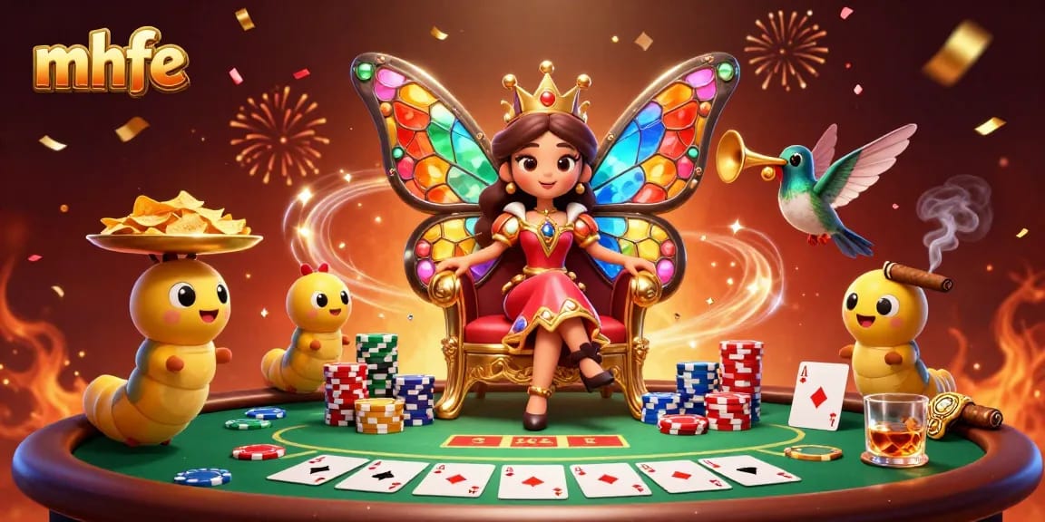 Engage with top credit card casinos at mhfe showcasing vibrant gaming, chips, and lively characters.