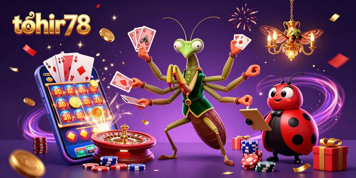 Permainan slot gacor dengan tohir78, kartu, chip, dan koin emas terlihat meriah.