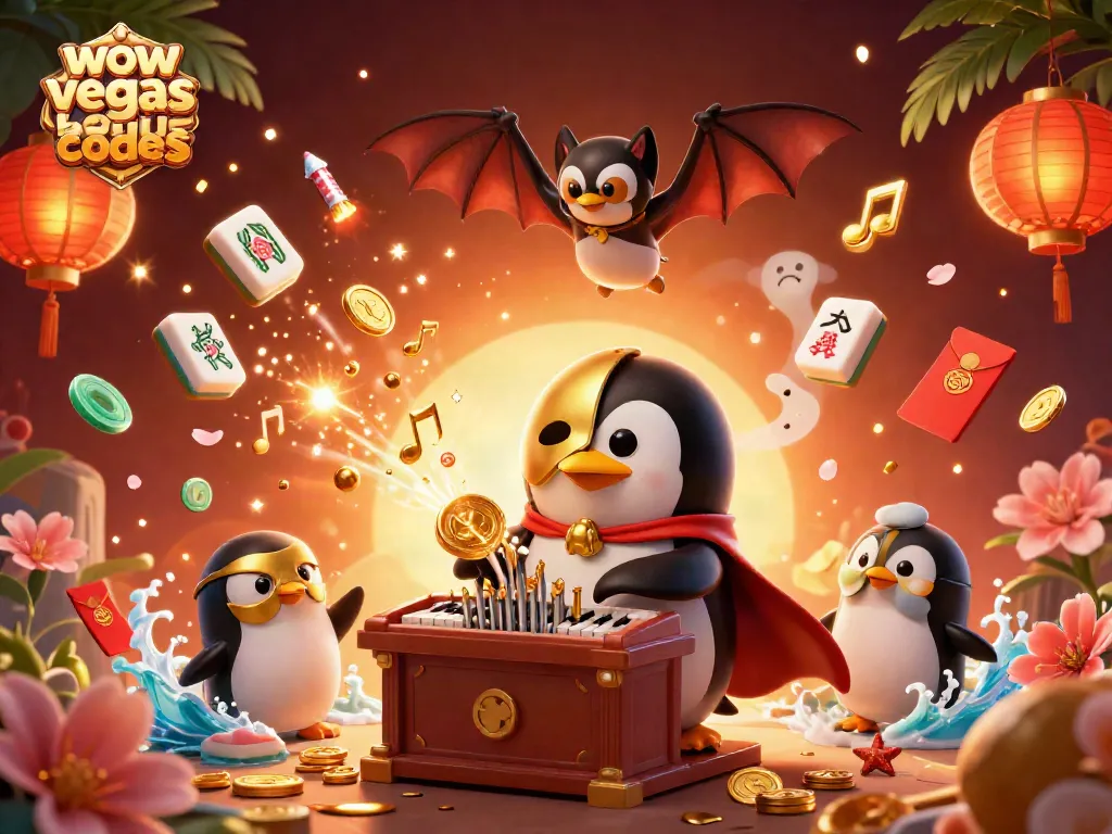 Win big with wow vegas bonus codes in a vibrant fantasy casino scene bursting with coins.