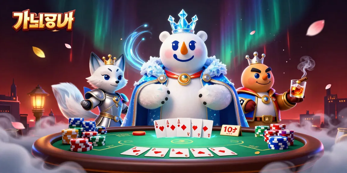 Join the excitement of แทงบอล with a royal bear and fox in a vibrant poker scene, full of energy and detail.